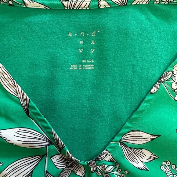 A New Day Green White Floral Sleeveless Tank Shirt Blouse, Size Small S - Picture 4 of 7